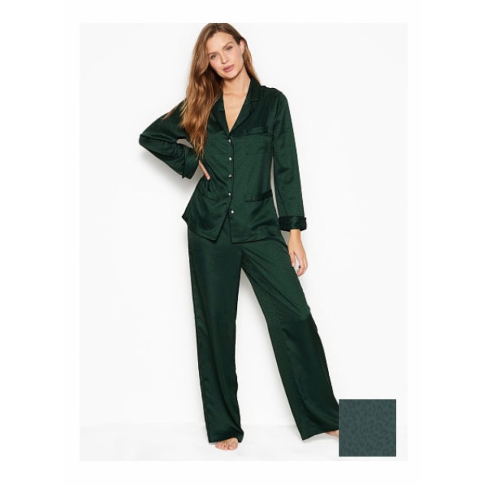 Satin & Rhinestone Button Pajama Set